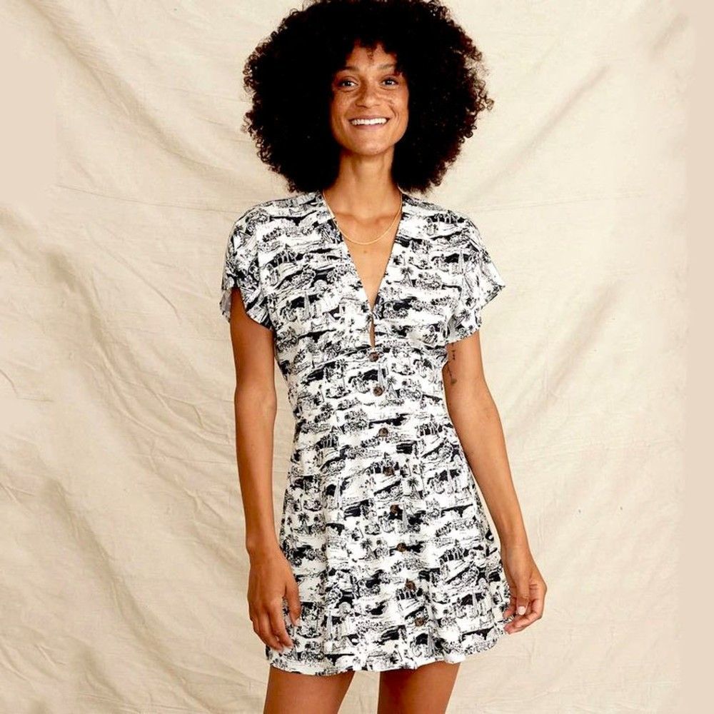 Marine Layer Camila Mini Dress in B&W Print - XL